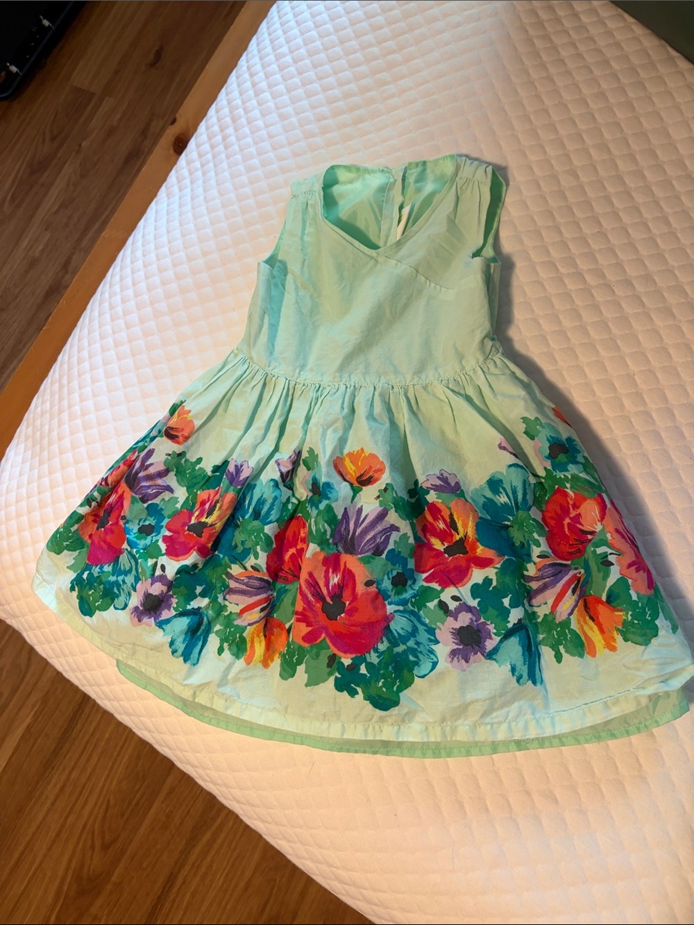 Crazy 8 Toddler Girl 3T Mint Green Floral Border Dress